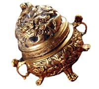 VOSAREA Brûleur De Parfum en Laiton Vieilli Double Oreilles, Porte-cône Décoratif, Support Parfum pour Maison Et Bureau, Accessoire Zen pour Salon De Thé Et Contemplation, Ornement Intérieur