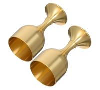 VOSAREA Calice en Laiton Doré à Pied Haut 2 Pièces, Design Élégant et Vintage, Prise Confortable, pour Cérémonies de Mariage et Événements Modernes