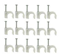 VOSAREA Clips de Câble Ronds Résistant aux Intempéries en Plastique Blanc Lot de 300 Clous Renforcés pour Fixation de Câbles Ethernet et Gestion de Bureau