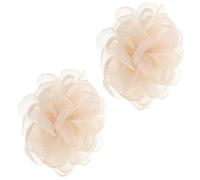 VOSAREA Clips Décoratifs pour Chaussures Femme 1 Paire, Breloques Amovibles en Tulle Blanc Cassé à Motif Fleur de Camélia, Accessoires Élégants pour Escarpins Talons Hauts, Décoration