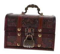 VOSAREA Coffret à Bijoux en Bois Style Rétro avec Serrure à Code, Coffre Pirate Léger pour Rangement de Colliers et Pendentifs, pour Mariages et Table