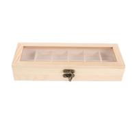 VOSAREA Coffret de Collection de Cristaux en Bois Khaki à 12 Compartiments | Couvercle Transparent, Rangement pour Pierres et Spécimens, Style Rustique Vintage, pour Observation et Décoration