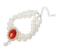VOSAREA Collier pour Animaux de Compagnie à Double Couche avec Perles Rouges, Taille Réglable en Abs Confortable, Accessoires Élégants pour Petits Chiens et Chats
