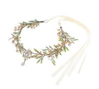 VOSAREA Couronne de Fée Tiare Elfique de V, Bandeau de Mariage Artisanal Fleurs Dorées, Léger et Résistant pour Costume Cosplay et Accessoires de Fête