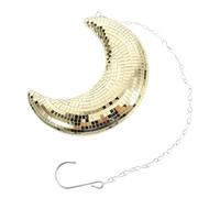 VOSAREA Décoration Boule Disco Lune Suspendue en Verre Réfléchissant Doré Pendentif Disco Lumineux Portable Décoration Fête Soirée Bal Ornement Vintage