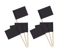 VOSAREA Drapeaux Cure-Dents Noirs Vierges 200 Pcs, Bâtonnets en Bois Personnalisables pour Cupcakes, Desserts, Amuse-Gueules, Décoration de Fête et Plateaux Apéritifs