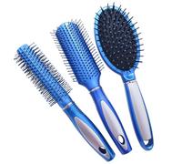 VOSAREA Ensemble de 3 Peignes de Massage Ergonomiques en Pp Bleus pour Cheveux Bouclés, Accessoires Coiffure Homme Fonction Démêlage Confortable