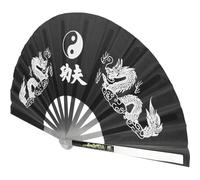 VOSAREA Éventail Pliable de Style Chinois en Acier Inoxydable Noir, Portable et Facile à Ranger, pour Danse Kung Fu et Spectacles en Groupe