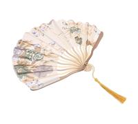 VOSAREA Éventail Pliable Femme Style Chinois Motif Floral Décoratif Pliant Or pour Cérémonie et Cadeau