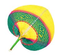 VOSAREA Éventail Tissé à La Main Pêche Décoratif, Bambou Naturel, Ventilateur De Refroidissement Portable, Usage Féminin, Été Extérieur, Léger Vert-jaune, Taille Moyenne