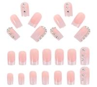 VOSAREA Faux Ongles Français à Pression Moyens, Manucure Française Carrée, Plastique Résistant, Boîte 24 Pièces, Couverture Complète pour Usage Quotidien et Événements, Style Chic
