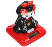 VOSAREA Figurine Solaire Kimono Danseuse Décor Voiture Statuette Compacte Ornement Tête Branlante pour Intérieur Automobile