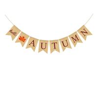 VOSAREA Guirlande en Lin Marron Fanions de Queue D'hirondelle et Feuilles D'érable pour Décoration de Fête D'automne et Festival Saisonnier