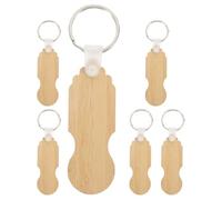 VOSAREA Jetons pour Chariot de Course en Bambou 6pcs Porte-clés Portable pour Déverrouillage de Panier de Magasin