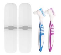 VOSAREA Kit de 2 Brosses pour Prothèse Dentaire Poils Fins en Plastique, Design Compact et Miniature, Pratique Soin Quotidien du Dentier