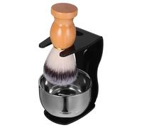 VOSAREA Kit de Rasage pour Hommes Blaireau en Poils Naturels, Bol à Mousse de Rasage en Inox et Support Solide - Ensemble Complet pour Soin Barbe au Quotidien, Accessoires Salle de Bain