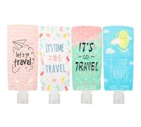 VOSAREA Kit de Voyage 4 Pièces 100ml Paquet de Distribution Rechargeables en Pe avec Bouchons, Portables et Étanches pour Cosmétiques et Soins Personnels en Déplacement