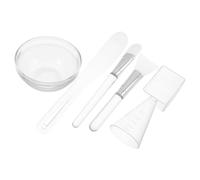 VOSAREA Kit D'outils et Cuillère Doseuse Double Usage Spatule Transparente avec Pinceau Silicone Tube Aluminium Brosse Douce Forme Langue pour Masque Facial en Verre Cristal pour Spa