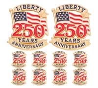 VOSAREA Lot de 10 épingles à revers avec drapeau américain - Broche patriotique du 250e anniversaire des États-Unis - Accessoires pour la fête de l'indépendance des anciens combattants pour manteaux