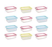 VOSAREA Lot de 12 boîtes de conservation avec couvercle - Pour réfrigérateur, micro-ondes, congélateur - 350 ml (couleur aléatoire)