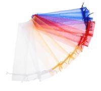 VOSAREA Lot de 12 Paquet en Organza Transparent pour Éventail Pliable, Pochons Présent Réutilisables Cordon, Grosse Capacité, pour Occasions Festives et Emballage Présents