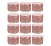 VOSAREA Lot de 12 Pots Ronds en Métal 50 ML pour Bougies, Contenant Bougie DIY Compact et Léger, Boîte de Rangement Étanche de Voyage, Pot à Bougie Rond 53x37 Mm, Couleur Poudre Mate