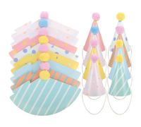 VOSAREA Lot de 16 Chapeaux Coniques en Papier Pompons pour Anniversaire, Accessoires de Fête pour Photos Lors de Célébrations et Rassemblements à Thème