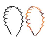 VOSAREA Lot de 2 Bandeaux à Dents Antidérapantes pour Cheveux, Plastique Solide, Couleurs Noir Brillant et Écaille, Accessoires Coiffure Femme pour Chignon et Cheveux Bouclés, Usage