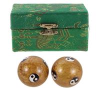 VOSAREA Lot de 2 Boules Chinoises de Massage des Mains Baoding 42 Mm en Émail Doré, Balle de Massage des Fascias pour Relaxation, Renforcement et Souplesse des Doigts, Outil Santé