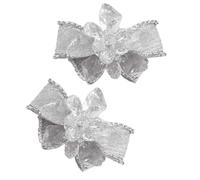 VOSAREA Lot de 2 Clips de Chaussures Strass Cristal et Verre, Accessoires DIY pour Femmes, Décoration Mariage Élégante, Nœud Maille Blanc Petit Format, Ornement Mode Soirée