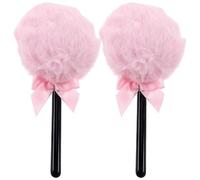 VOSAREA Lot de 2 Houppettes de Sucette Houppettes Poudre pour Maquillage Visage 2 Pièces Poignée Ergonomique Texture Douce en Velours Couleur Rose Pâle Adaptées à Poudre Fixatrice Usage