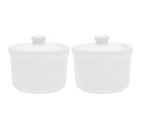 VOSAREA Lot de 2 petits cocottes en céramique avec couvercle - Résistants à la chaleur - Pour soupe, œufs, dessert, ustensile de cuisine pour braiser et servir
