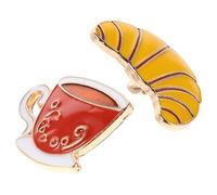 VOSAREA Lot de 2 Set de Broches Café Métal Solide, Épingles Dessin Animé Couleur Naturelle, Accessoires Amusants pour Bureau et Tenue Décontractée, Présents pour Amateurs de Café, 2
