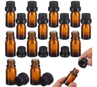 VOSAREA Lot de 20 Flacons en Verre Ambré 5 Ml pour Huiles Essentielles Bouteilles Cosmétiques Rechargeables Flacons Portables pour Voyage et Aromathérapie Dosage Précis