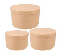 VOSAREA Lot de 3 Boîtes Rondes en Papier Kraft, Boîtes à Gâteaux en Carton avec Couvercle, Design Attrayant, pour Fêtes et Rangement D'objets