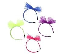 VOSAREA Lot de 4 Bandeaux à Nœud en Dentelle Grands et Colorés pour Femme, Serrage-têtes en Tissu Fin Adaptés pour Fêtes, Concerts et Usage Quotidien