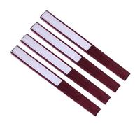 VOSAREA Lot de 4 Éventails Pliables 25 Cm en Soie Blanche Double Face Manche en Bambou Imitation Bois Rouge, Éventails Pliants Portables pour Mariage, Décoration et Loisirs