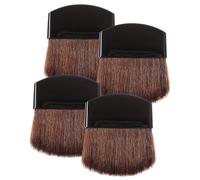 VOSAREA Lot de 4 Pinceaux Maquillage Miniatures Plats pour Poudre Compacte, Blush et Surligneur, Poils Doux Brun, Manche Noir, pour Maquillage Précis et Voyage, Outils Cosmétiques Visage