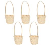 VOSAREA Lot de 5 Paniers de Fleurs Tissés en Matériau Synthétique Beige, Légers et Élégants, pour Rangement de Fleurs et Décoration de Banquet, Faciles à Nettoyer