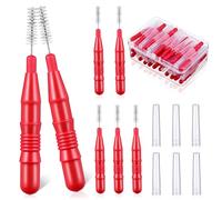 VOSAREA Lot de 50 Brossettes Interdentaires Rouges 3 Mm en Plastique, Outil de Nettoyage Dentaire pour Soins Bucco-dentaires, Hygiène Orale Quotidienne à Domicile, Voyage et Bureau
