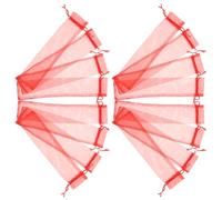 VOSAREA Lot de 50 Pochettes Présents en Organza Rouge 6x27 Cm Cordon pour Éventail Pliant, Paquet Transparent pour Mariage et Fête, Rangement Portable pour Éventails Vintage