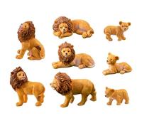 VOSAREA Lot de 8 Mini Figurines de Lions en Résine, Décoration Extérieure et Ornement de Table, Mini Décorations Animales Réalistes pour Jardin et Bureau, Accessoires Décoratifs en