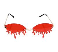 VOSAREA Lunettes de Soleil Créatives Rouges en Métal pour Fêtes et Festivals, Accessoires de Costume et Photo, Style Original et Amusant