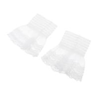 VOSAREA Manchettes en Chiffon Plissé pour Femme, Accessoires Décoratifs Élégants pour Manches de Blouse et Pulls, pour Soirées Déguisées et Cosplay, 1 Paire Blanche