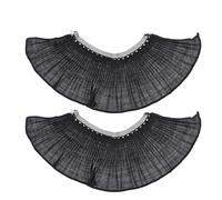 VOSAREA Manchettes en Dentelle Résille Plissée Noires 1 Paire Accessoires pour Vêtements à Manches Longues Légères et Respirantes pour Chemises Robes et Pulls Usage Toute Saison