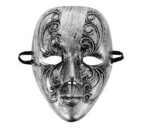 VOSAREA Masque de Bal Masqué Complet, Masque D'horreur Intégral, Argenté, Plastique Réutilisable, Couverture du Visage Entier, pour Bals Vénitiens et Événements à Thème
