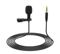VOSAREA Microphone à Pince Noir Léger à Deux Canaux en Caoutchouc et Métal pour Interview en Extérieur Sensibilité 30db et Réponse en Fréquence 65hz-18khz