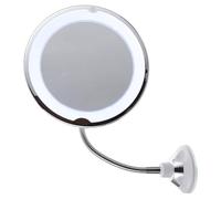 VOSAREA Miroir de Maquillage Éclairage LED Intégré avec Ventouse LED Grossissant 10x Rotation Plastique Argenté pour Maquillage L'obscurité