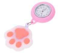 VOSAREA Montre de Poche en Silicone Rose Infirmière Forme Patte de Chat et Design Épingle Fixation Stable pour Usage Professionnel des Aides-soignantes