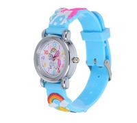 VOSAREA Montre Garçon Fille Silicone Réglable avec Motif Licorne Coloris Bleu Montre Analogique Éducative Légère et Confortable pour Garçons et Scolaires